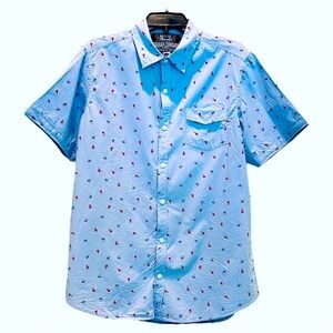 Broken Threads Size Large Mens Button Down Hawaiian Short Sleeve Cotton Shirt